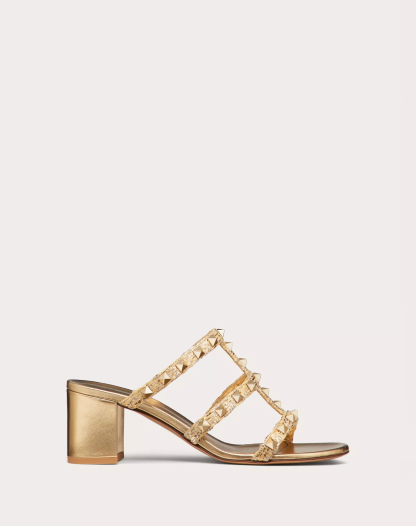 ROCKSTUD RAFFIA SLIDE SANDAL 60MM